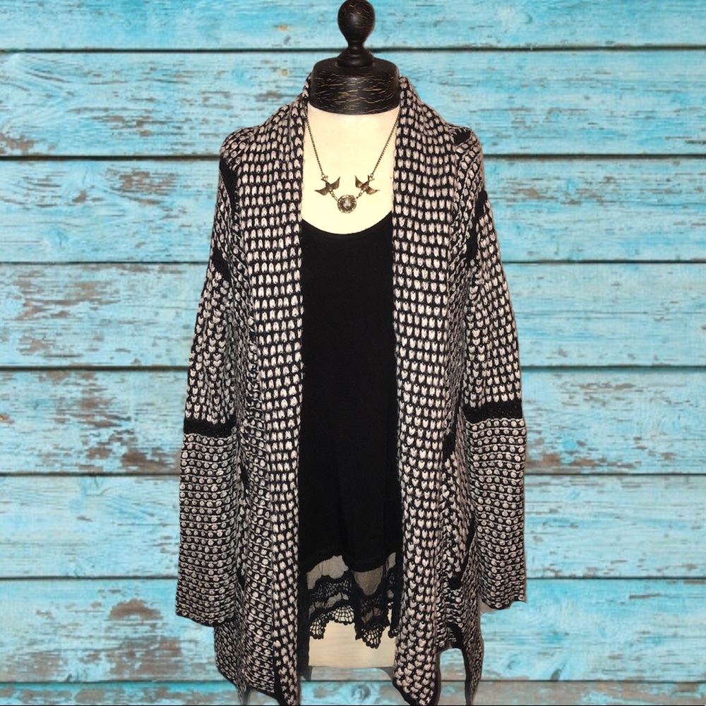 Maurices Black And White Cozy Cardigan Sweater